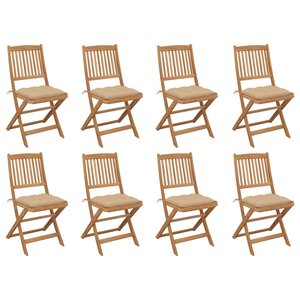 vidaXL Chaises pliables d'extérieur et coussins lot de 8 Bois d'acacia