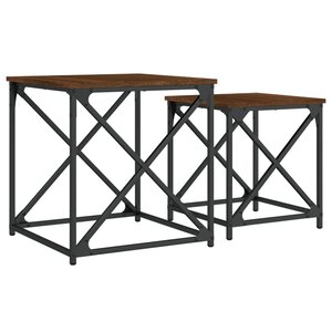 vidaXL Tables basses gigognes 2 Pièces chêne marron bois d'ingénierie