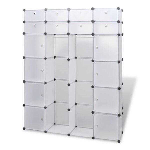 vidaXL Cabinet modulable avec 18 compartiments blanc 37x146x180 5 cm