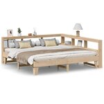 vidaXL Lit bibliothèque sans matelas 200x200 cm bois massif de pin