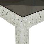 vidaXL Table de jardin 150x90x75 cm Verre trempé/résine tressée Blanc