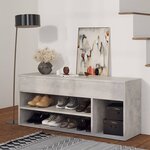 vidaXL Banc à chaussures Gris béton 105x30x45 cm Bois d'ingénierie