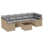 Ensemble de canapé de jardin 8 pièces vidaXL avec coussins en poly rotin beige