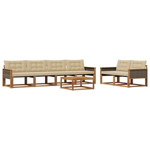 vidaXL Ensemble de canapés d'extérieur 7 Pièces Naturel et Beige