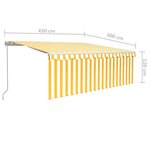 vidaXL Auvent manuel rétractable avec store 4 5x3 m Jaune et blanc