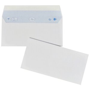 Enveloppe papier vélin blanc, format dl, 110 x 220 mm, sans fenêtre, 80 g/m² fermeture autocollante avec bande protectrice, blanc (boîte 200 unités)