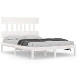 vidaXL Cadre de lit Blanc Bois massif 150x200 cm Très grand