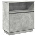 vidaXL Buffet LED Gris béton 71 x 34 5 x 75 cm Bois d'ingénierie