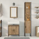 vidaXL Ensemble de mobilier de salle de bain avec étagère 3 Pièces Marron