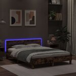 vidaXL Cadre de lit avec tête de lit et LED chêne fumé 140x190 cm