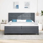vidaXL Lit à Ressorts avec Matelas LED Gris foncé 200 x 200 cm Velours