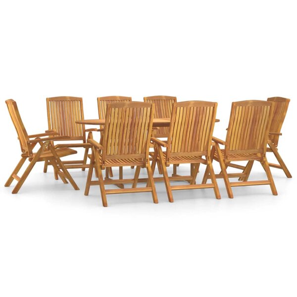 vidaXL Ensemble à manger de jardin 9 Pièces Bois de teck solide