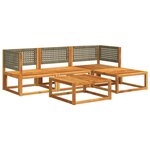 vidaXL Ensemble de canapés de jardin 5 pièces avec coussins en bois d'acacia et rotin