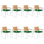 vidaXL Chaises de jardin 8 Pièces avec coussins Bois de teck massif