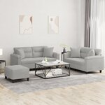 vidaXL Ensemble de canapés 3 Pièces coussins Gris clair Tissu microfibre