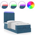 vidaXL Cadre de lit ottoman avec matelas bleu foncé 90x190 cm velours