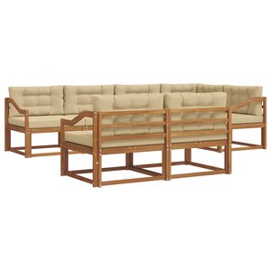 vidaXL Ensemble de canapés d'extérieur 7 Pièces Naturel et Beige