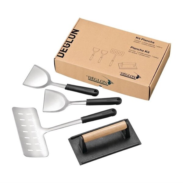 Kit ustensiles plancha inox et fonte - deglon -  - acier et fonte
