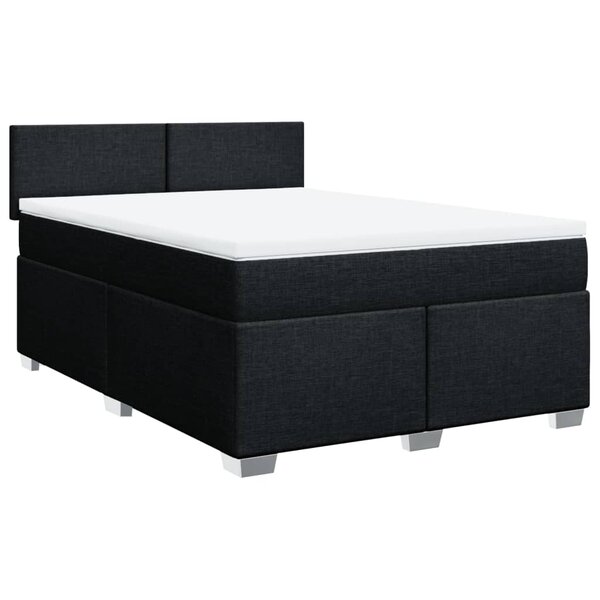 vidaXL Sommier à lattes de lit avec matelas Noir 140x190 cm Tissu