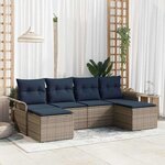 vidaXL Ensemble de canapé de jardin avec coussin 6 Pièces Gris polyrotin