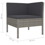 vidaXL Salon de jardin 10 Pièces avec coussins Résine tressée Gris