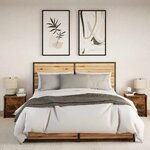 vidaXL Armoires de chevet et lumières LED 2 Pièces chêne fumé