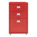Caisson de bureau armoire meuble de rangement à roulettes acier 48 x 28 x 41 cm rouge 03_0009122