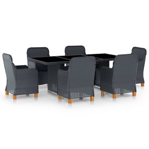 vidaXL Ensemble à manger d'extérieur et coussins 7 Pièces résine tressée