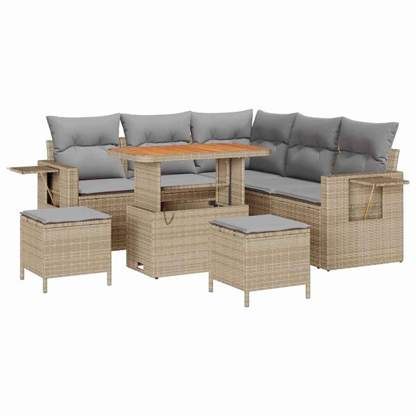 vidaXL Ensemble de canapé de jardin 8 Pièces Beige polyrotin