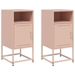 vidaXL Tables de chevet 2 Pièces rose 36x39x78 cm acier