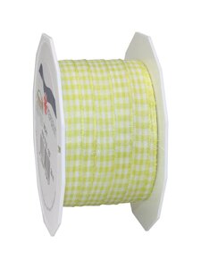 Ruban textile carreau de vichy 20-m-rouleau 10 mm vert citron/blanc