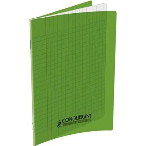 Cahier 17X22 140P 90G grands carrreaux pp vert CONQUÉRANT