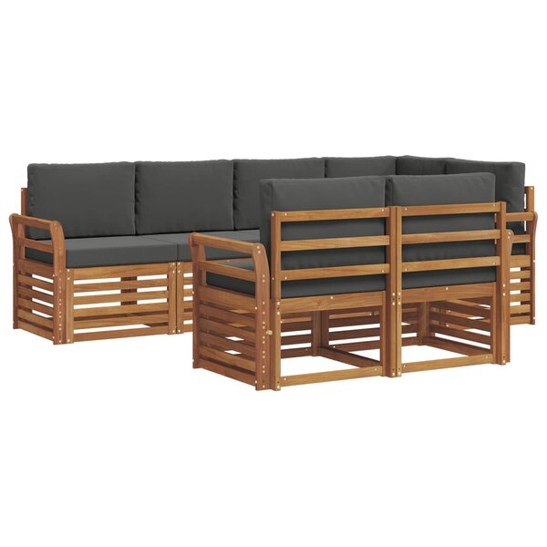 vidaXL Ensemble de canapé d'angle 7 Pièces Naturel et Anthracite
