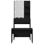 vidaXL Ensemble de table de maquillage LED 2 Pièces Chêne noir
