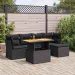 vidaXL Salon de jardin 6 Pièces avec coussins noir résine tressée