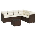 vidaXL Salon de jardin avec coussins 7 Pièces marron résine tressée