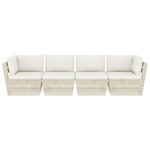 vidaXL Canapé palette à 4 places de jardin avec coussins Bois d'épicéa