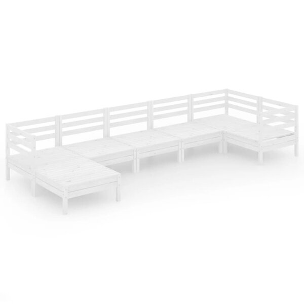 vidaXL Salon de jardin 7 Pièces Bois de pin massif Blanc