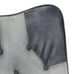 vidaXL Fauteuil avec repose-pieds Gris Cuir véritable et toile