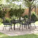 vidaXL Ensemble de salle à manger pour jardin 5 Pièces Noir polyrotin