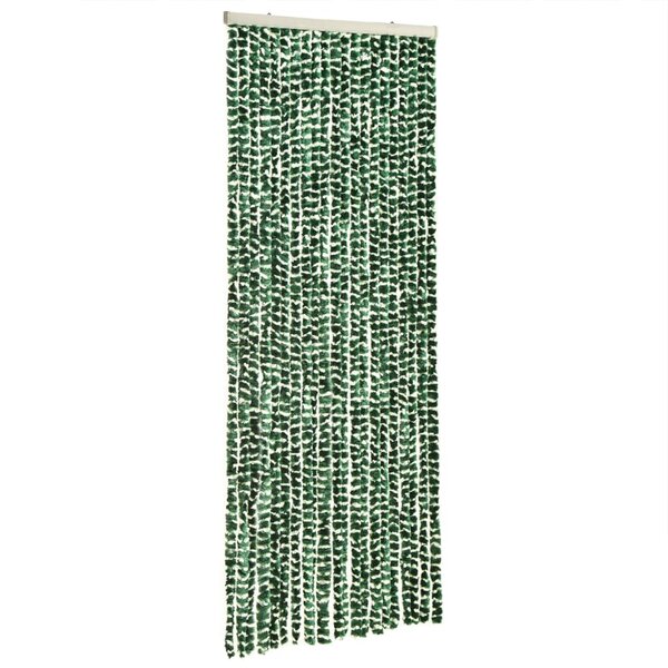 vidaXL Rideau anti-mouches vert et blanc 100x230 cm chenille