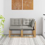 vidaXL Canapé d’extérieur milieu et coin avec coussin 2 Pièce Blanc