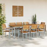 vidaXL Ensemble de salle à manger pour jardin 9 Pièces Gris et marron