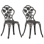 vidaXL Chaises de bistro lot de 2 Bronze Aluminium coulé