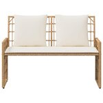 vidaXL Banc extérieur 2 -Seater 116 x 55 x 82 cm Acier et Rattan Poly