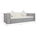 Vidaxl canapé à 3 places avec coussins gris rotin naturel