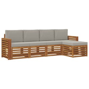vidaXL Ensemble de canapés d'extérieur 5 Pièces Gris Naturel et Clair