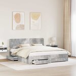 vidaXL Cadre de lit Gris béton 180 x 200 cm Bois d'ingénierie