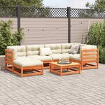 vidaXL Salon de jardin 7 Pièces avec coussins cire marron bois pin massif