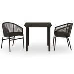 vidaXL Ensemble à manger de jardin 3 Pièces Noir